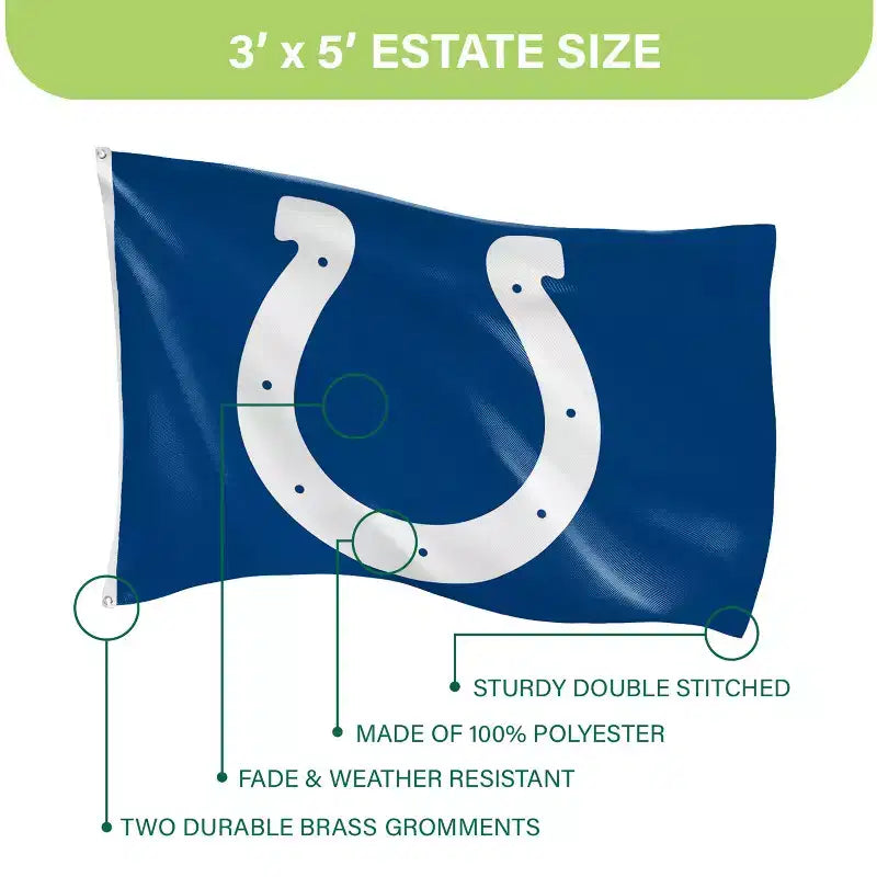 NFL Indianapolis Colts 3 x 5 Outdoor Durable House Flag with Grommets | Sport Team Flag & Banner | Indoor Wall Decor Flag