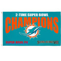 NFL Miami Dolphins Multi-Win Superbowl Champions 3x5 Flag for Outside with Grommets | Outdoor & Indoor | Heavy Duty Flag & Banner