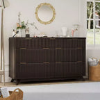COZONY 54 Wide 7-Drawer Fluted Dresser, Modern Curved Wood Chest with Tabletop Storage