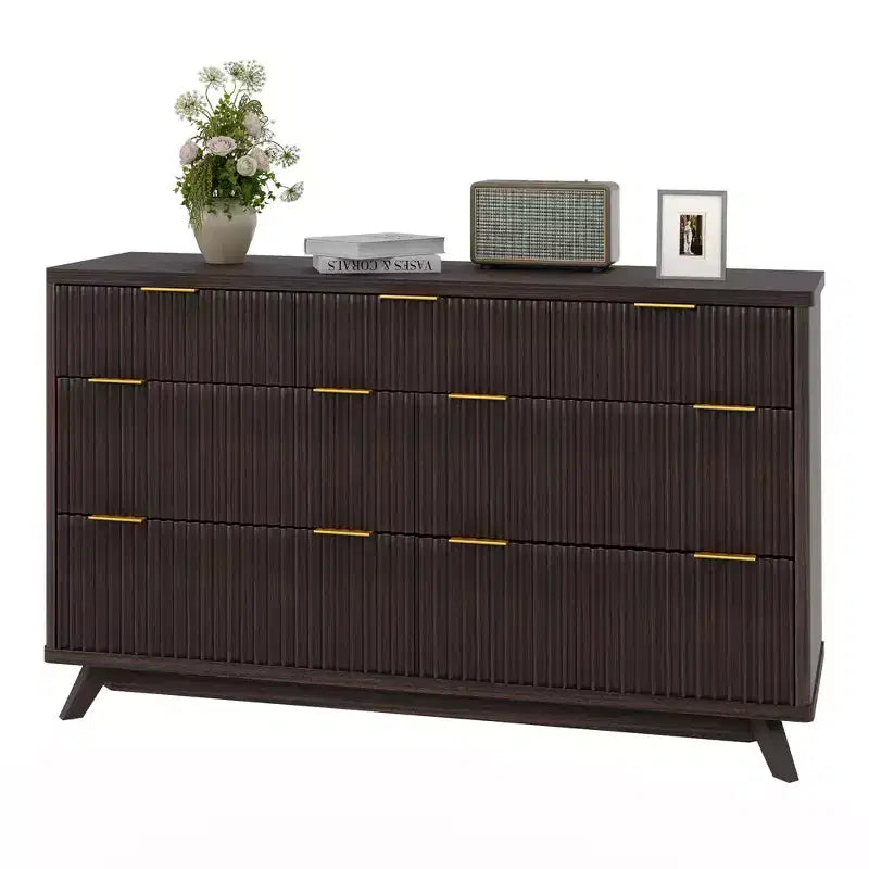 COZONY 54 Wide 7-Drawer Fluted Dresser, Modern Curved Wood Chest with Tabletop Storage