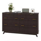 COZONY 54 Wide 7-Drawer Fluted Dresser, Modern Curved Wood Chest with Tabletop Storage