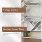 Modern Triple 6-Tier Standing Bookshelf  24 Open Display Shelves, Large Industrial Wooden Bookcase  Storage Rack for Living Room, Home, Office