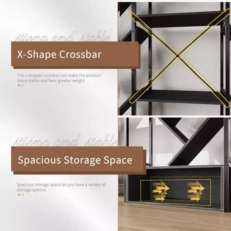 Modern Triple 6-Tier Standing Bookshelf  24 Open Display Shelves, Large Industrial Wooden Bookcase  Storage Rack for Living Room, Home, Office
