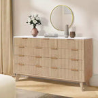 COZONY 54 Wide 9 Drawer Dresser, Modern Wooden Chest with Fluted Wave Design and Metal Handles