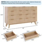 COZONY 54 Wide 9 Drawer Dresser, Modern Wooden Chest with Fluted Wave Design and Metal Handles