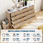COZONY 54 Wide 9 Drawer Dresser, Modern Wooden Chest with Fluted Wave Design and Metal Handles