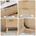 COZONY 54 Wide 9 Drawer Dresser, Modern Wooden Chest with Fluted Wave Design and Metal Handles