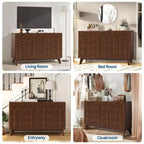 COZONY 54 Wide 9 Drawer Dresser, Modern Wooden Chest with Fluted Wave Design and Metal Handles