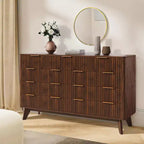 COZONY 54 Wide 9 Drawer Dresser, Modern Wooden Chest with Fluted Wave Design and Metal Handles