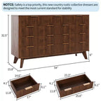 COZONY 54 Wide 9 Drawer Dresser, Modern Wooden Chest with Fluted Wave Design and Metal Handles