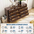 COZONY 54 Wide 9 Drawer Dresser, Modern Wooden Chest with Fluted Wave Design and Metal Handles
