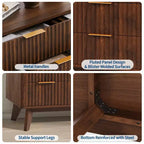 COZONY 54 Wide 9 Drawer Dresser, Modern Wooden Chest with Fluted Wave Design and Metal Handles