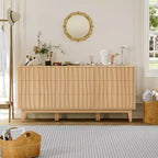 COZONY 57 Wide Fluted Dresser with 9 Drawers, Modern Wooden Storage Cabinet for Bedroom or Living Room