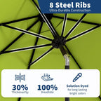 10FT Patio Umbrella with Crank Lift & Push Button Tilt  8 Sturdy Ribs, sun protection factor 50+ UV Protection, Waterproof Outdoor Market Parasol
