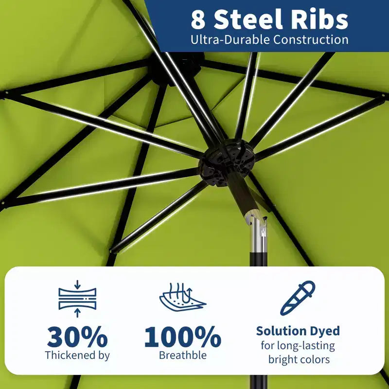 10FT Patio Umbrella with Crank Lift & Push Button Tilt  8 Sturdy Ribs, sun protection factor 50+ UV Protection, Waterproof Outdoor Market Parasol