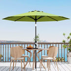 10FT Patio Umbrella with Crank Lift & Push Button Tilt  8 Sturdy Ribs, sun protection factor 50+ UV Protection, Waterproof Outdoor Market Parasol