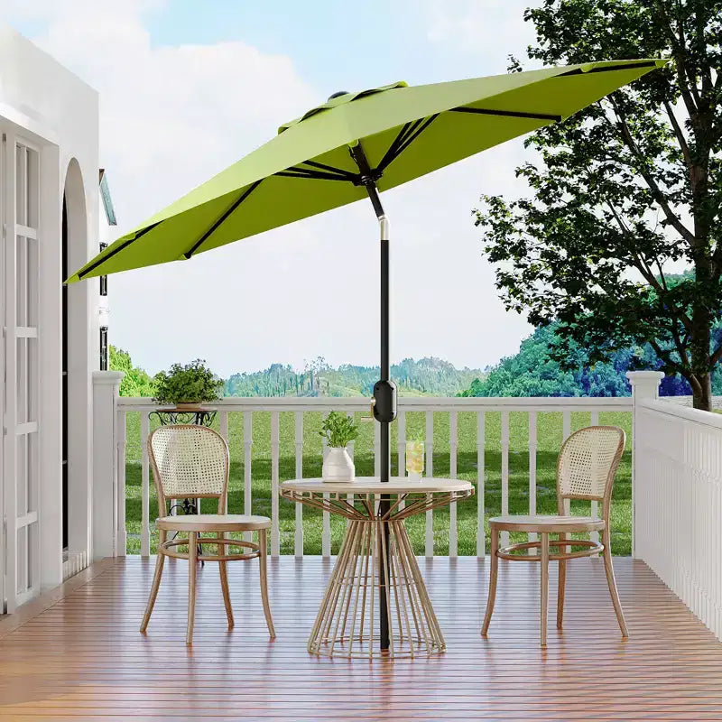 10FT Patio Umbrella with Crank Lift & Push Button Tilt  8 Sturdy Ribs, sun protection factor 50+ UV Protection, Waterproof Outdoor Market Parasol