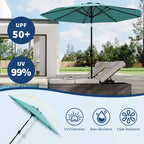 10FT Patio Umbrella with Crank Lift & Push Button Tilt  8 Sturdy Ribs, sun protection factor 50+ UV Protection, Waterproof Outdoor Market Parasol