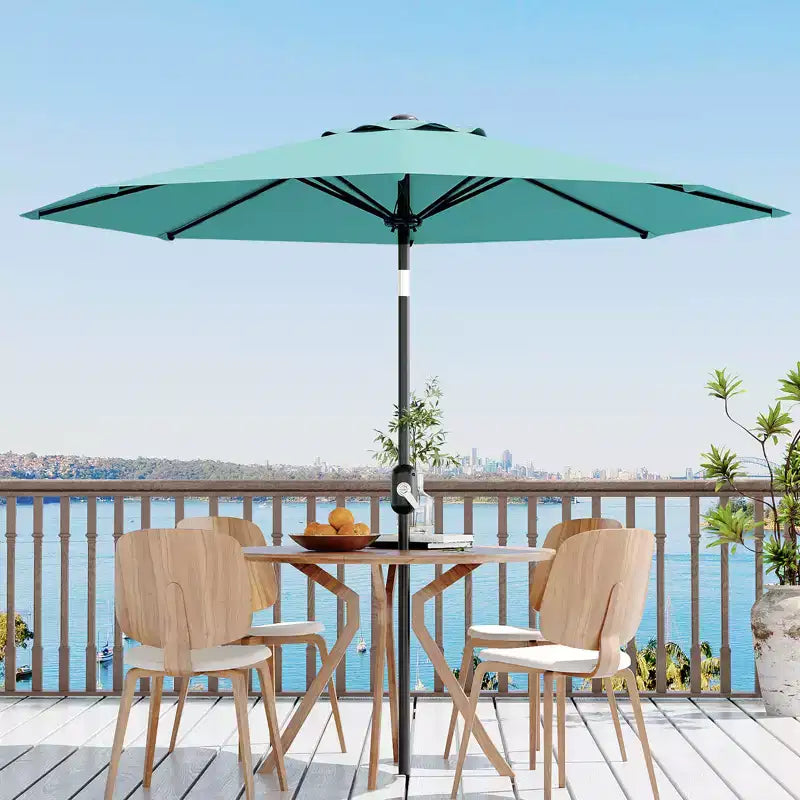 10FT Patio Umbrella with Crank Lift & Push Button Tilt  8 Sturdy Ribs, sun protection factor 50+ UV Protection, Waterproof Outdoor Market Parasol