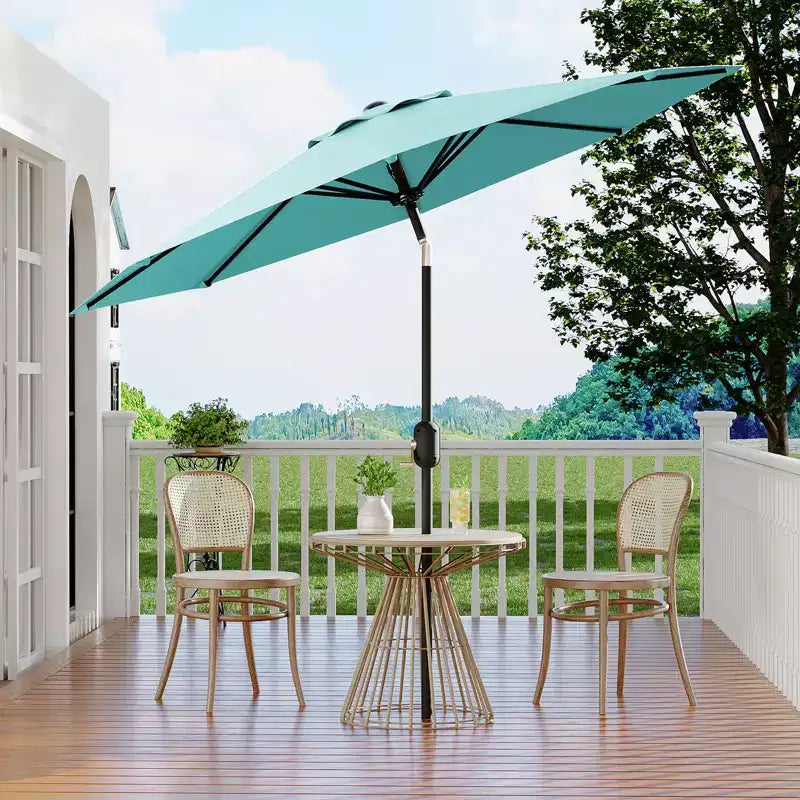 10FT Patio Umbrella with Crank Lift & Push Button Tilt  8 Sturdy Ribs, sun protection factor 50+ UV Protection, Waterproof Outdoor Market Parasol