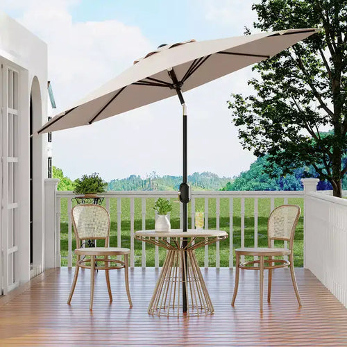 10FT Patio Umbrella with Crank Lift & Push Button Tilt  8 Sturdy Ribs, sun protection factor 50+ UV Protection, Waterproof Outdoor Market Parasol