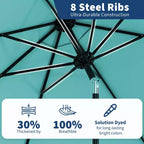 10FT Patio Umbrella with Crank Lift & Push Button Tilt  8 Sturdy Ribs, sun protection factor 50+ UV Protection, Waterproof Outdoor Market Parasol