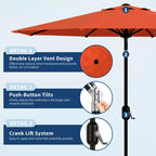 10FT Patio Umbrella with Crank Lift & Push Button Tilt  8 Sturdy Ribs, sun protection factor 50+ UV Protection, Waterproof Outdoor Market Parasol