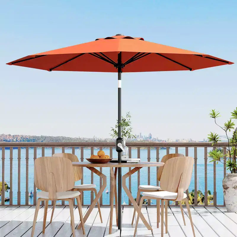 10FT Patio Umbrella with Crank Lift & Push Button Tilt  8 Sturdy Ribs, sun protection factor 50+ UV Protection, Waterproof Outdoor Market Parasol