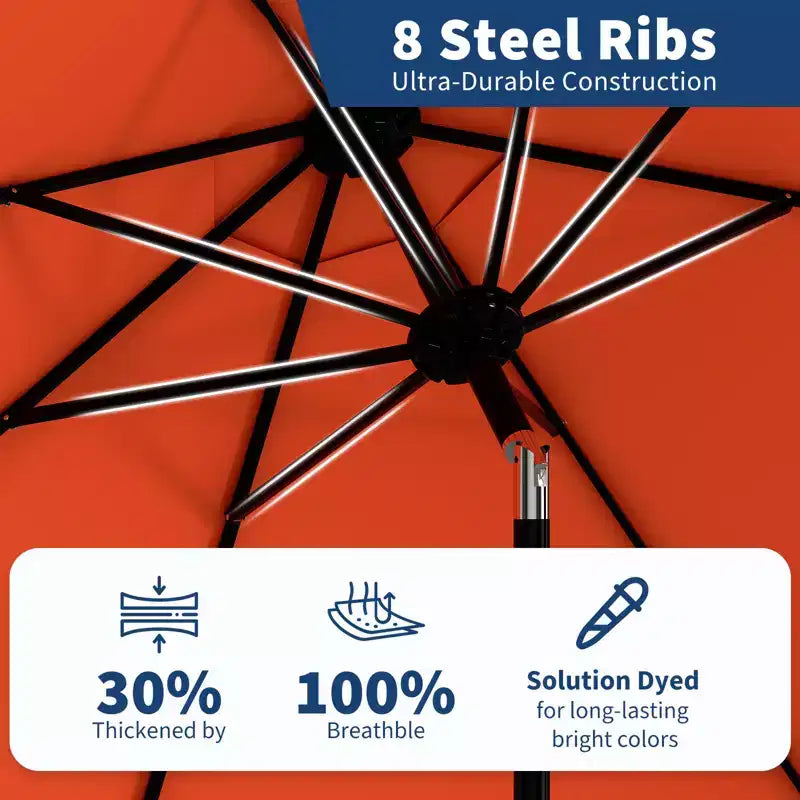 10FT Patio Umbrella with Crank Lift & Push Button Tilt  8 Sturdy Ribs, sun protection factor 50+ UV Protection, Waterproof Outdoor Market Parasol