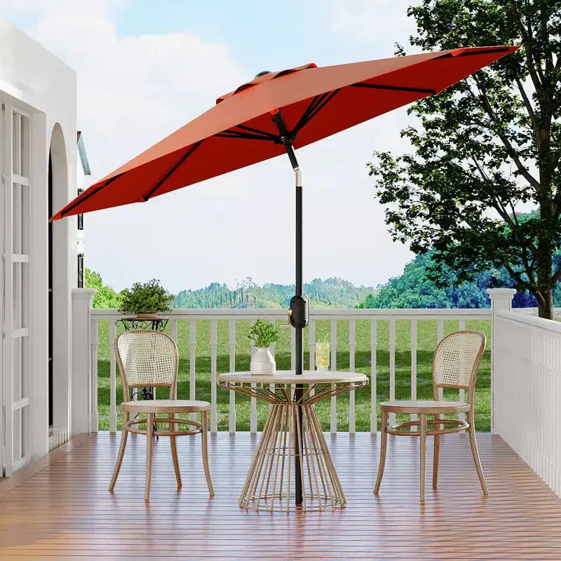10FT Patio Umbrella with Crank Lift & Push Button Tilt  8 Sturdy Ribs, sun protection factor 50+ UV Protection, Waterproof Outdoor Market Parasol
