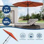10FT Patio Umbrella with Crank Lift & Push Button Tilt  8 Sturdy Ribs, sun protection factor 50+ UV Protection, Waterproof Outdoor Market Parasol