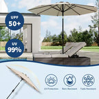 10FT Patio Umbrella with Crank Lift & Push Button Tilt  8 Sturdy Ribs, sun protection factor 50+ UV Protection, Waterproof Outdoor Market Parasol