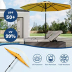 10FT Patio Umbrella with Crank Lift & Push Button Tilt  8 Sturdy Ribs, sun protection factor 50+ UV Protection, Waterproof Outdoor Market Parasol