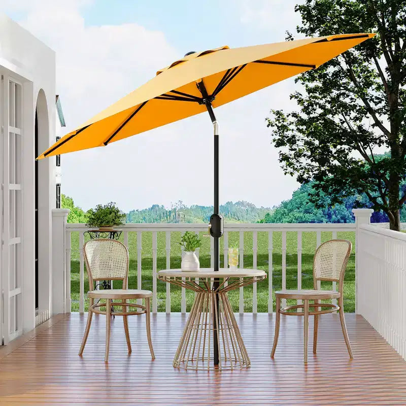 10FT Patio Umbrella with Crank Lift & Push Button Tilt  8 Sturdy Ribs, sun protection factor 50+ UV Protection, Waterproof Outdoor Market Parasol