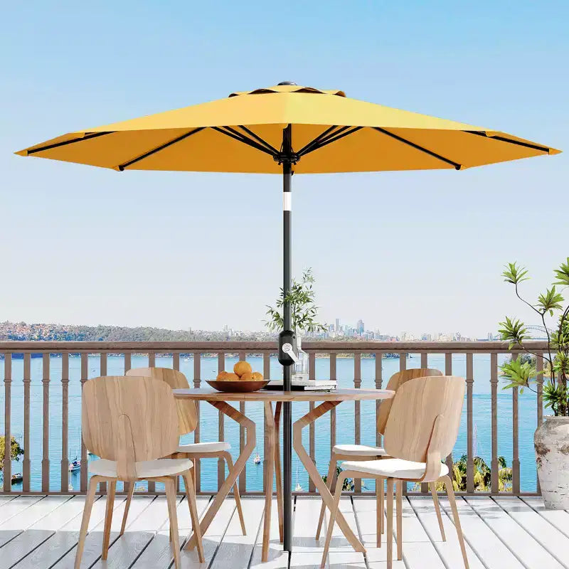 10FT Patio Umbrella with Crank Lift & Push Button Tilt  8 Sturdy Ribs, sun protection factor 50+ UV Protection, Waterproof Outdoor Market Parasol