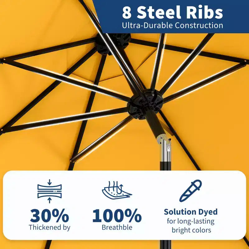 10FT Patio Umbrella with Crank Lift & Push Button Tilt  8 Sturdy Ribs, sun protection factor 50+ UV Protection, Waterproof Outdoor Market Parasol