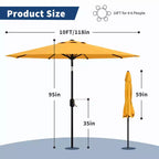 10FT Patio Umbrella with Crank Lift & Push Button Tilt  8 Sturdy Ribs, sun protection factor 50+ UV Protection, Waterproof Outdoor Market Parasol