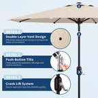 10FT Patio Umbrella with Crank Lift & Push Button Tilt  8 Sturdy Ribs, sun protection factor 50+ UV Protection, Waterproof Outdoor Market Parasol