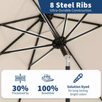 10FT Patio Umbrella with Crank Lift & Push Button Tilt  8 Sturdy Ribs, sun protection factor 50+ UV Protection, Waterproof Outdoor Market Parasol