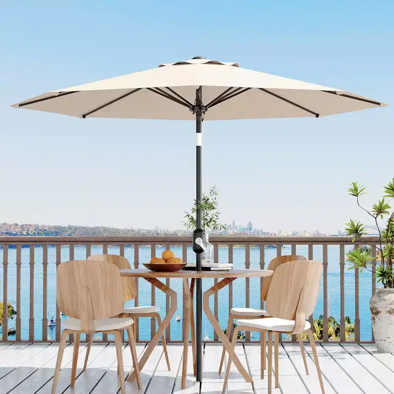 10FT Patio Umbrella with Crank Lift & Push Button Tilt  8 Sturdy Ribs, sun protection factor 50+ UV Protection, Waterproof Outdoor Market Parasol