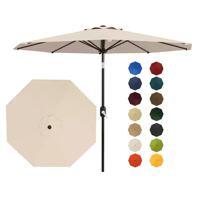 10FT Patio Umbrella with Crank Lift & Push Button Tilt  8 Sturdy Ribs, sun protection factor 50+ UV Protection, Waterproof Outdoor Market Parasol