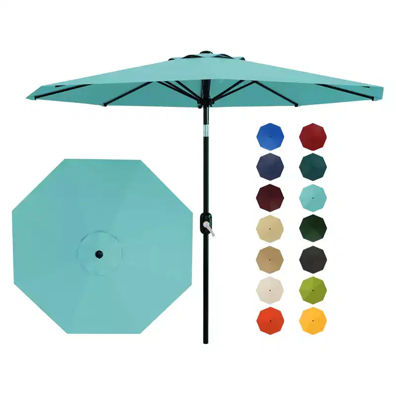 10FT Patio Umbrella with Crank Lift & Push Button Tilt  8 Sturdy Ribs, sun protection factor 50+ UV Protection, Waterproof Outdoor Market Parasol