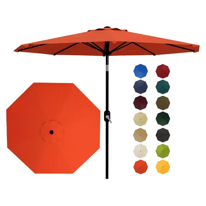 10FT Patio Umbrella with Crank Lift & Push Button Tilt  8 Sturdy Ribs, sun protection factor 50+ UV Protection, Waterproof Outdoor Market Parasol