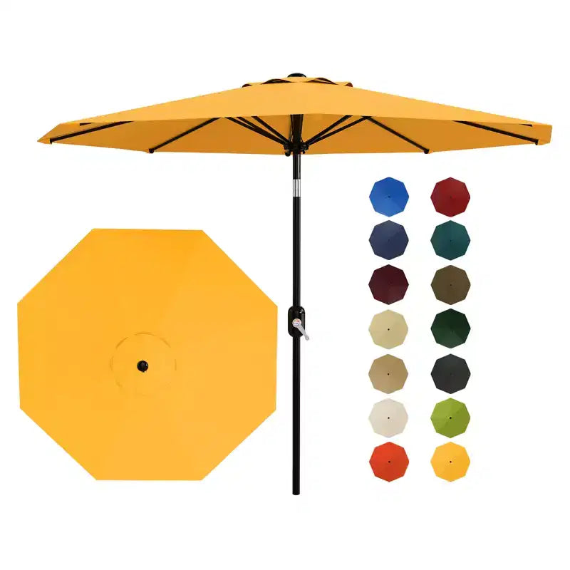 10FT Patio Umbrella with Crank Lift & Push Button Tilt  8 Sturdy Ribs, sun protection factor 50+ UV Protection, Waterproof Outdoor Market Parasol