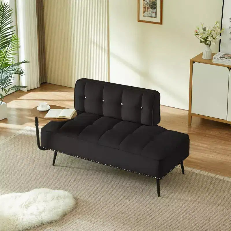 GDFStudio Lenee Velvet Loveseat with 360 Swivel Tablet Stand and Nailhead Trim