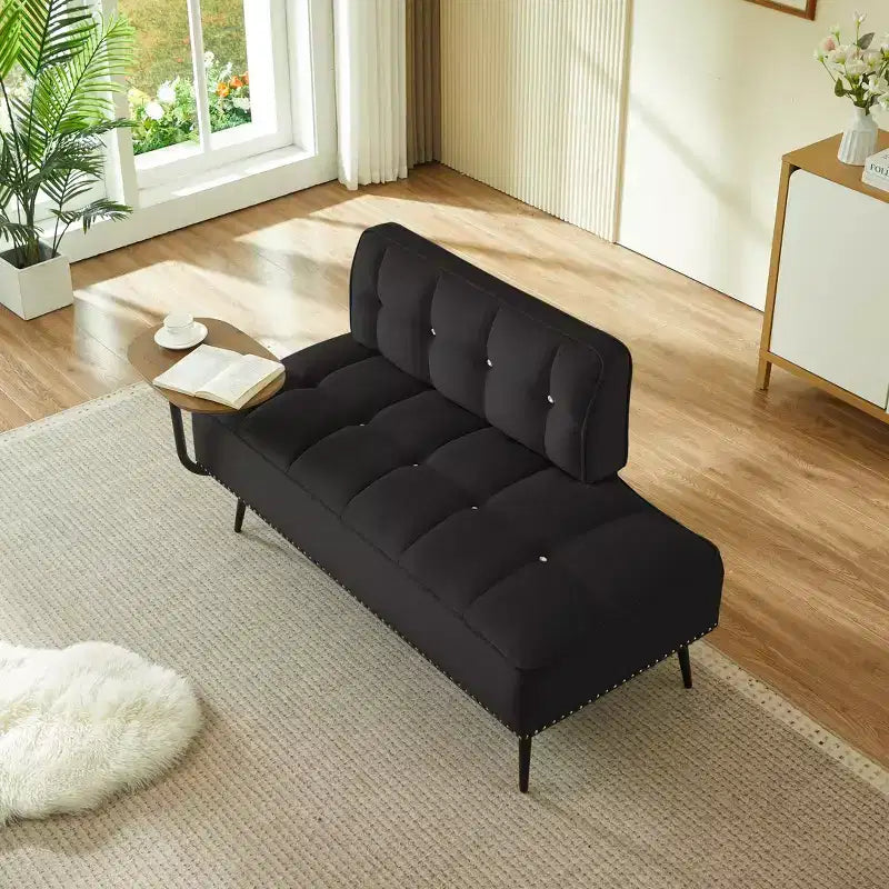 GDFStudio Lenee Velvet Loveseat with 360 Swivel Tablet Stand and Nailhead Trim
