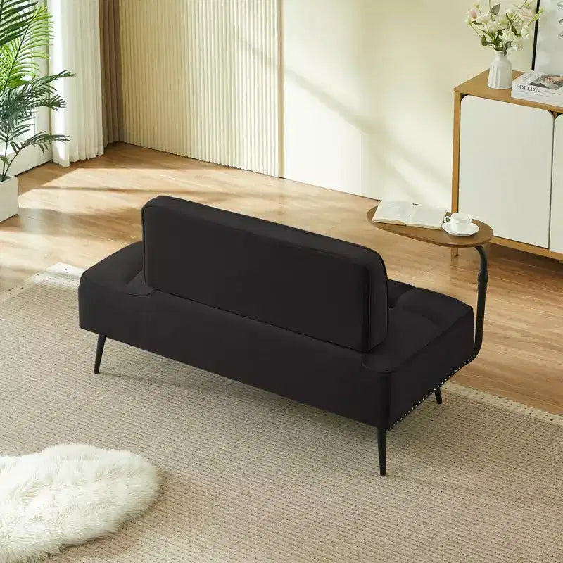 GDFStudio Lenee Velvet Loveseat with 360 Swivel Tablet Stand and Nailhead Trim