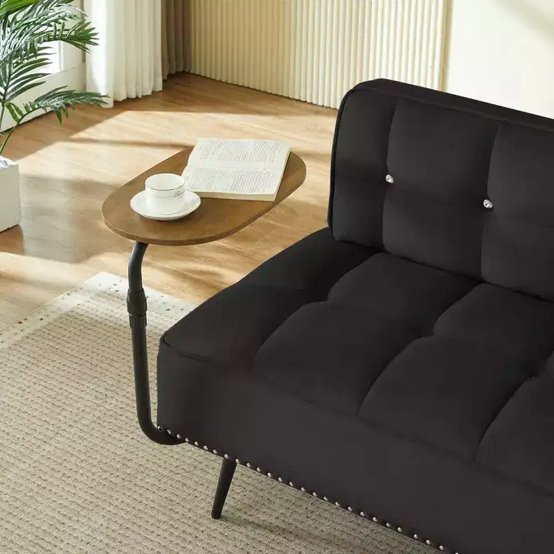 GDFStudio Lenee Velvet Loveseat with 360 Swivel Tablet Stand and Nailhead Trim