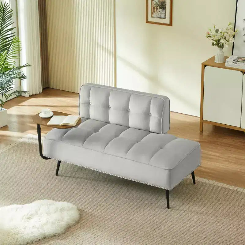 GDFStudio Lenee Velvet Loveseat with 360 Swivel Tablet Stand and Nailhead Trim