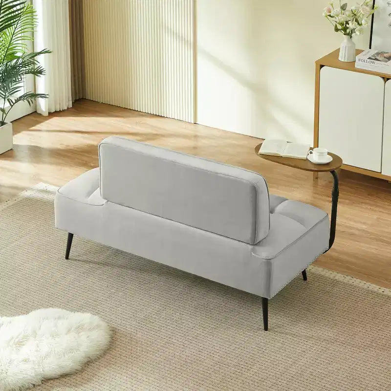 GDFStudio Lenee Velvet Loveseat with 360 Swivel Tablet Stand and Nailhead Trim